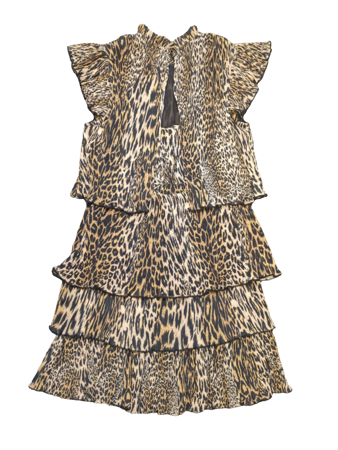 AllSaints Antheia Kiku Leopard Print Tiered Mini Dress – UK 8