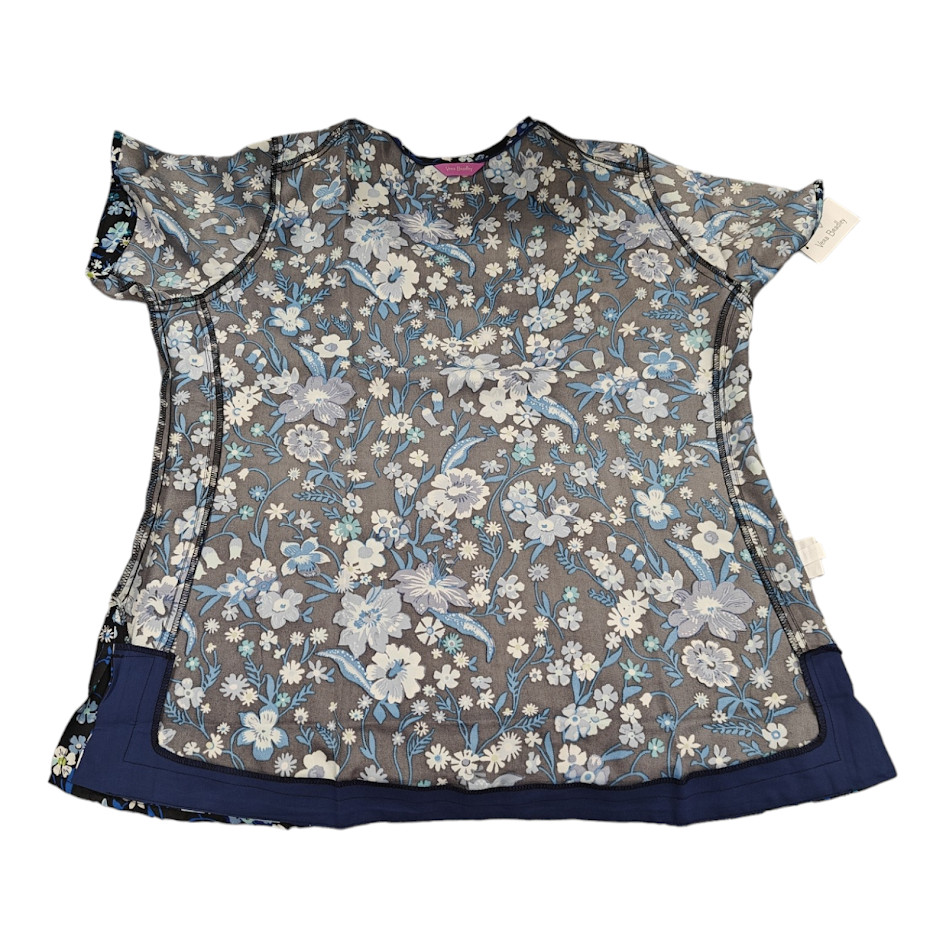 Vera Bradley Halo V6117 MGB Moonlight Garden Black V-Neck Print Scrub Top