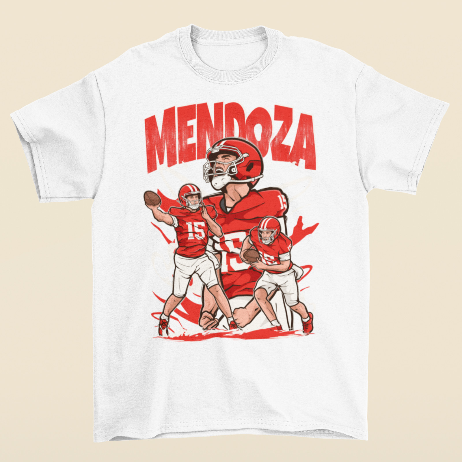 Fernando Mendoza Cartoon Style Football T-Shirt