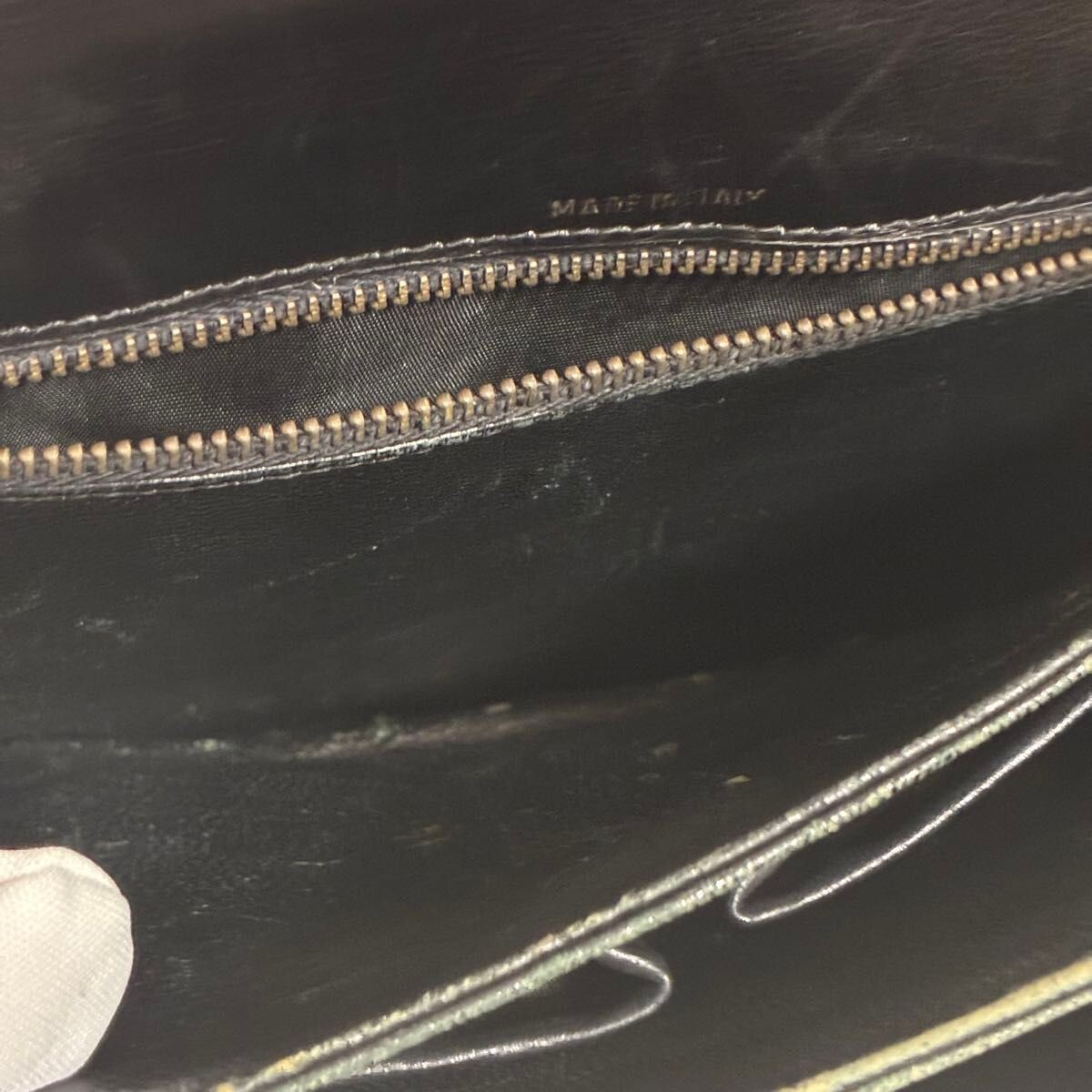 CELINE Black Leather Horse Carriage Buckle Shoulder Bag Gold Italy 22cm