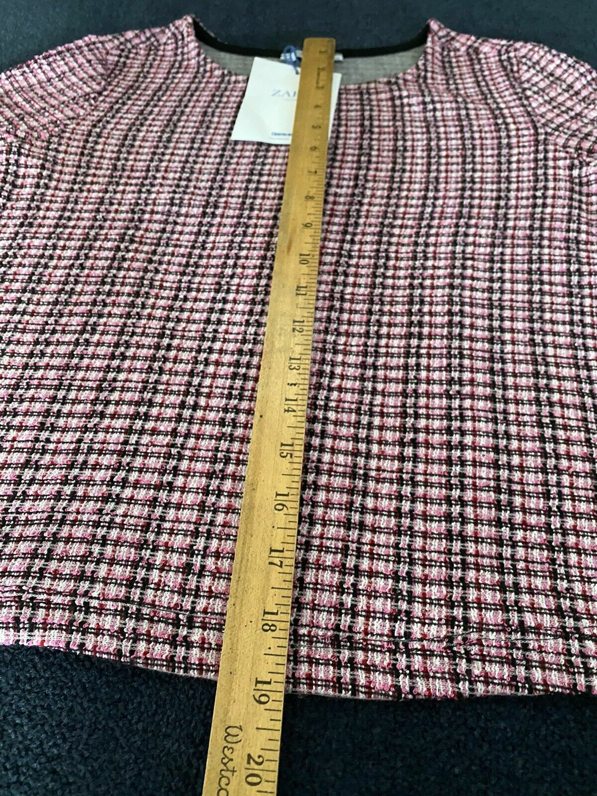 Zara Top Pink Tweed Shirt Boho Retro Mod Barbie Core Twee Preppy Valentines Day