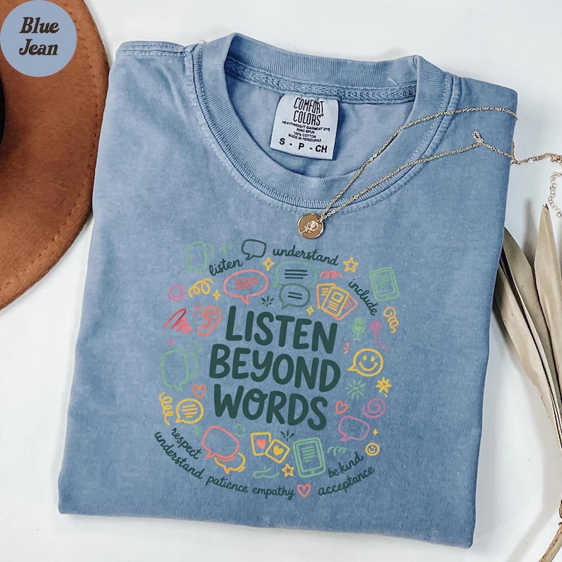 Listen Beyond Words Empathy Autism Awareness Vintage 90s Graphic T-Shirt