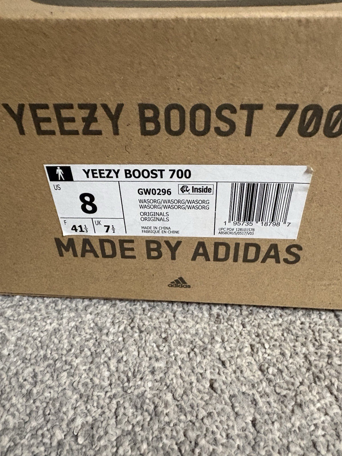 adidas Yeezy Boost 700 Wash Orange Low Top Lace-Up Colorblock GW0296