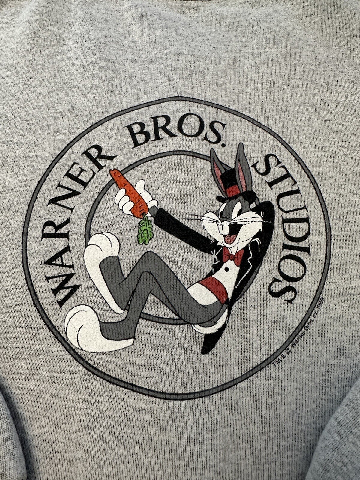 Vintage 1980s 1989 Warner Bros. Studios Bugs Bunny Sweatshirt Button Up Bomber M