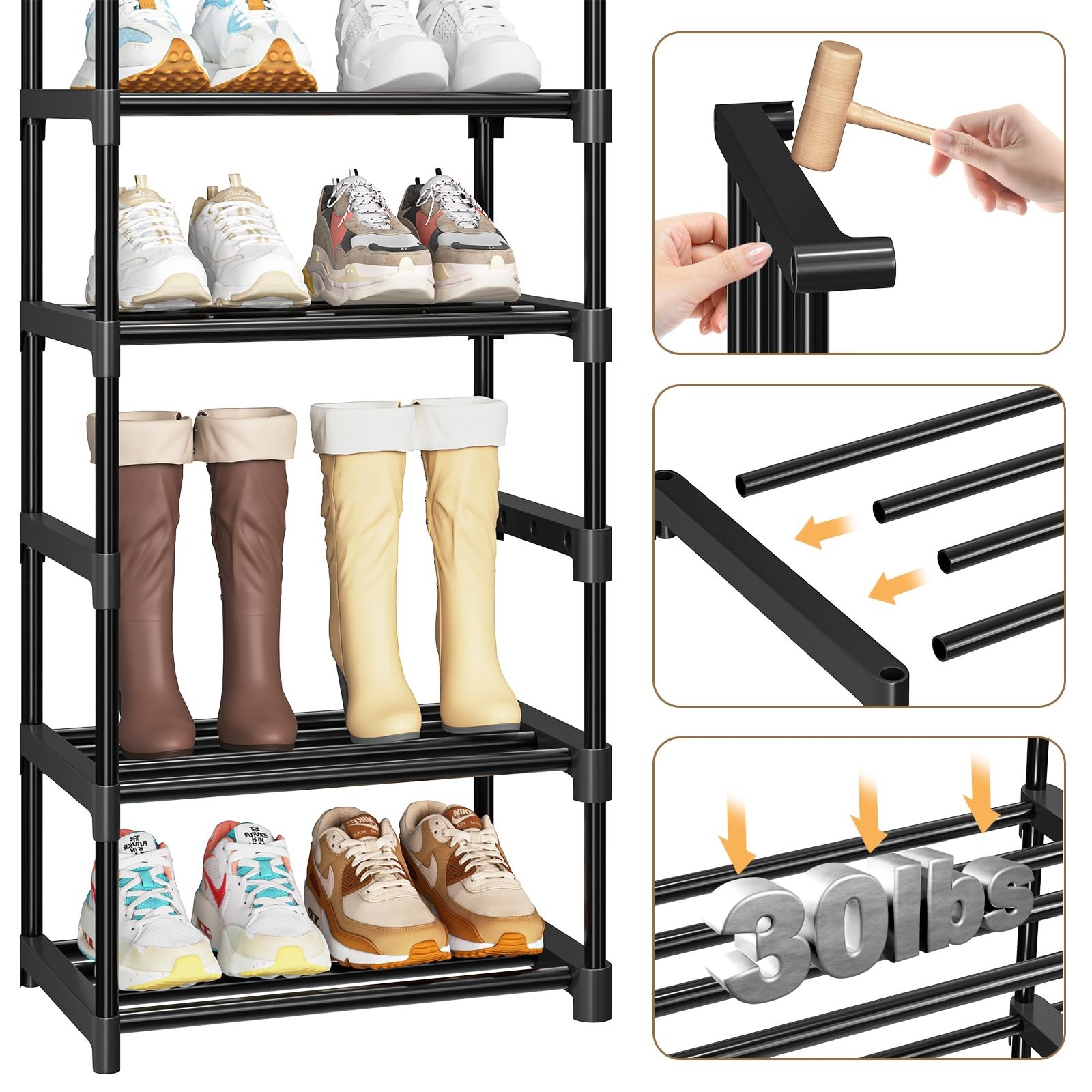 Ekisemio Shoe Rack Large Capacity 72 Pairs Tall Shoe Shelf, 3 Row 12 Tiers St…