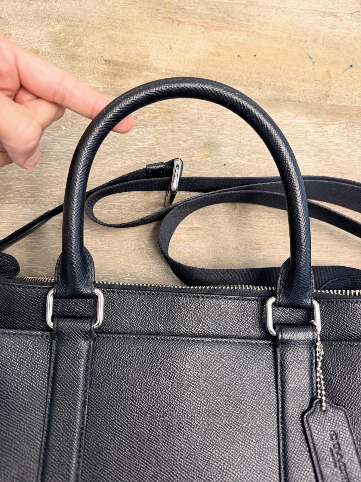 Coach Perry Metropolitan Tote in Black Crossgrain Leather