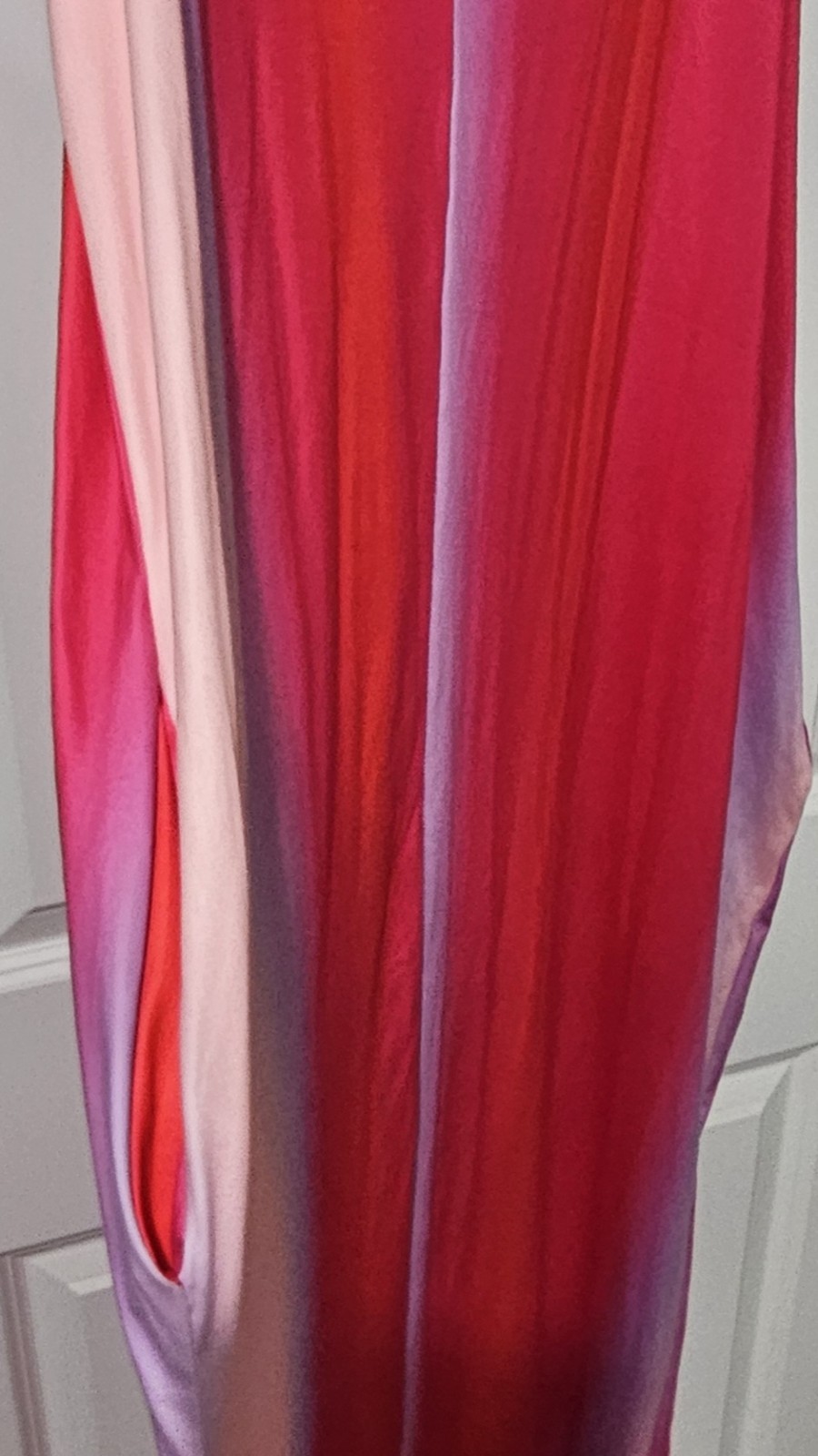 Womens Ombre Gradient Maxi Sundress Spaghetti Strap Loose Harem Dress w/ Pockets