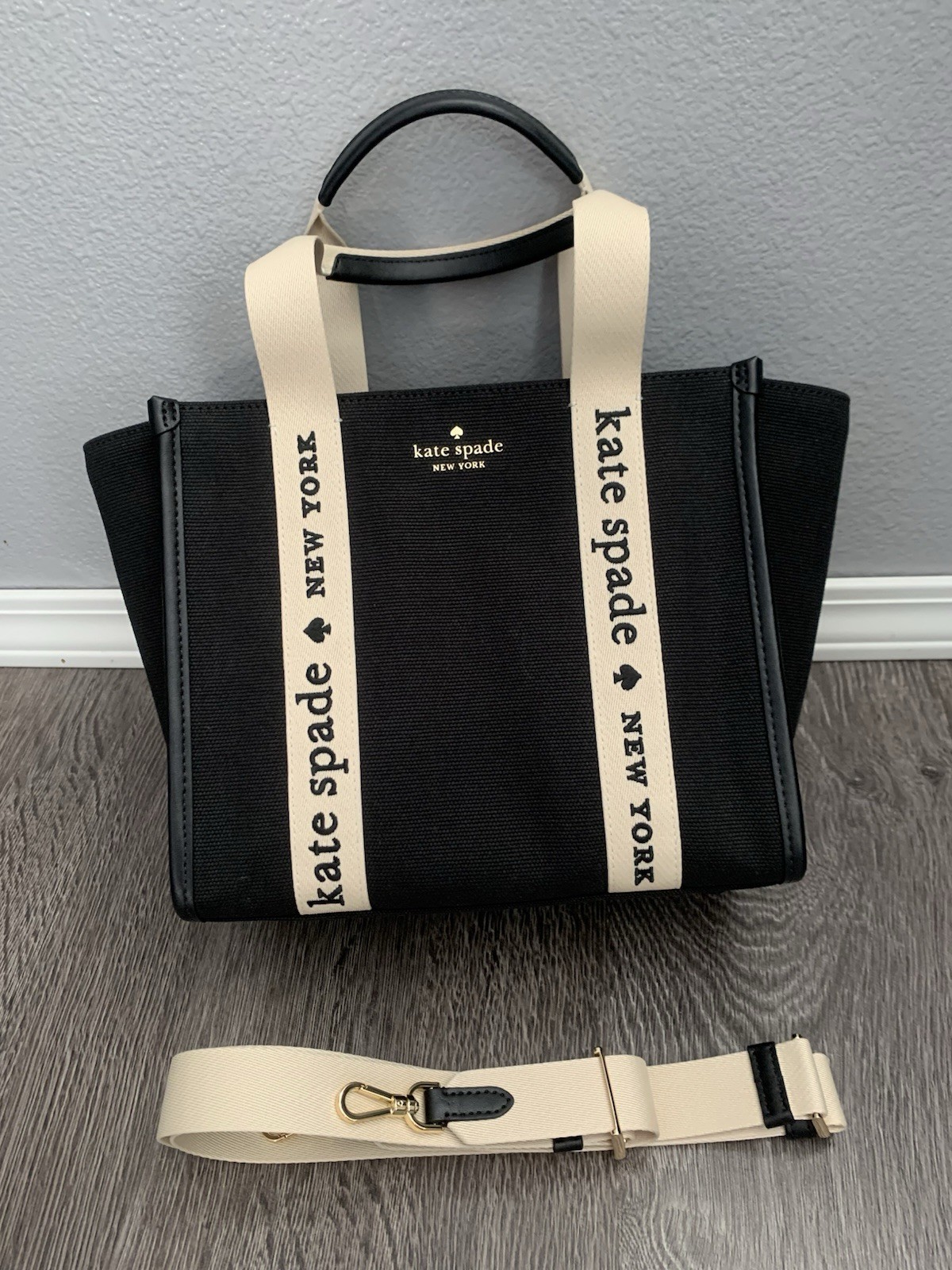 Kate Spade New York Kip Small Canvas Tote Shoulder Bag Black NWT