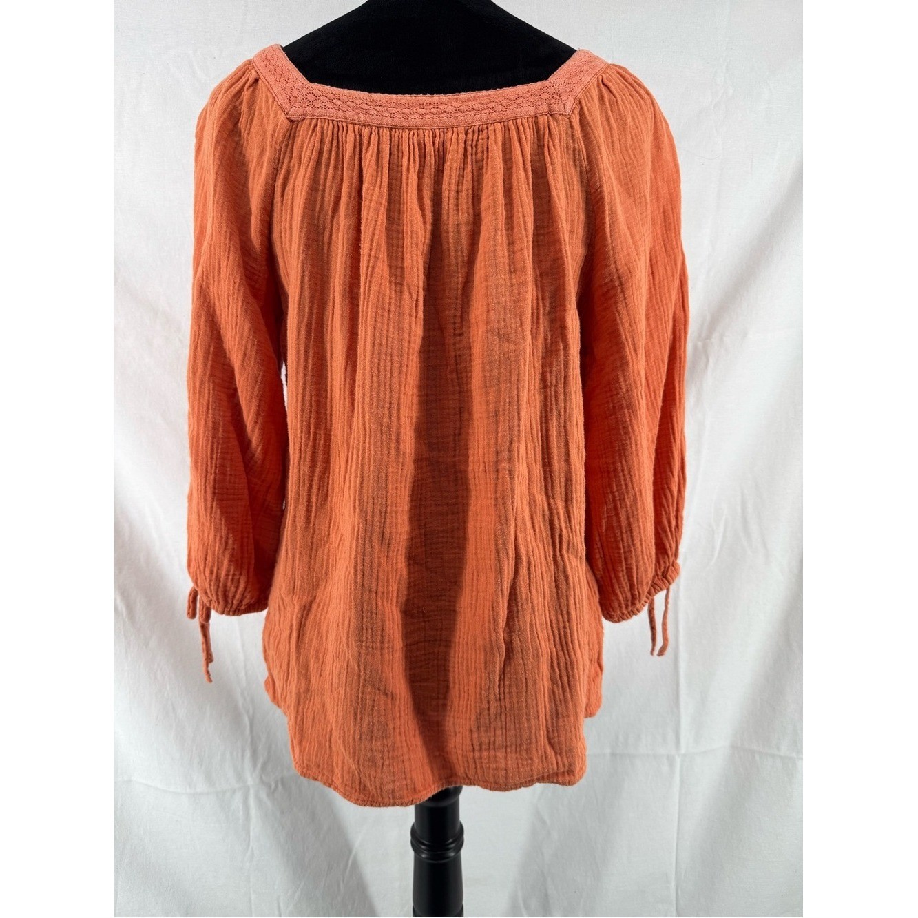 LC Lauren Conrad Rust Orange Gauze Peasant Blouse