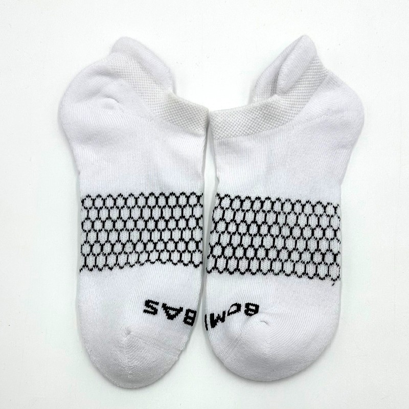 4 Pairs BOMBAS Women’s honeycomb Solid Ankle Socks Cushion Size Med 8-10.5 White