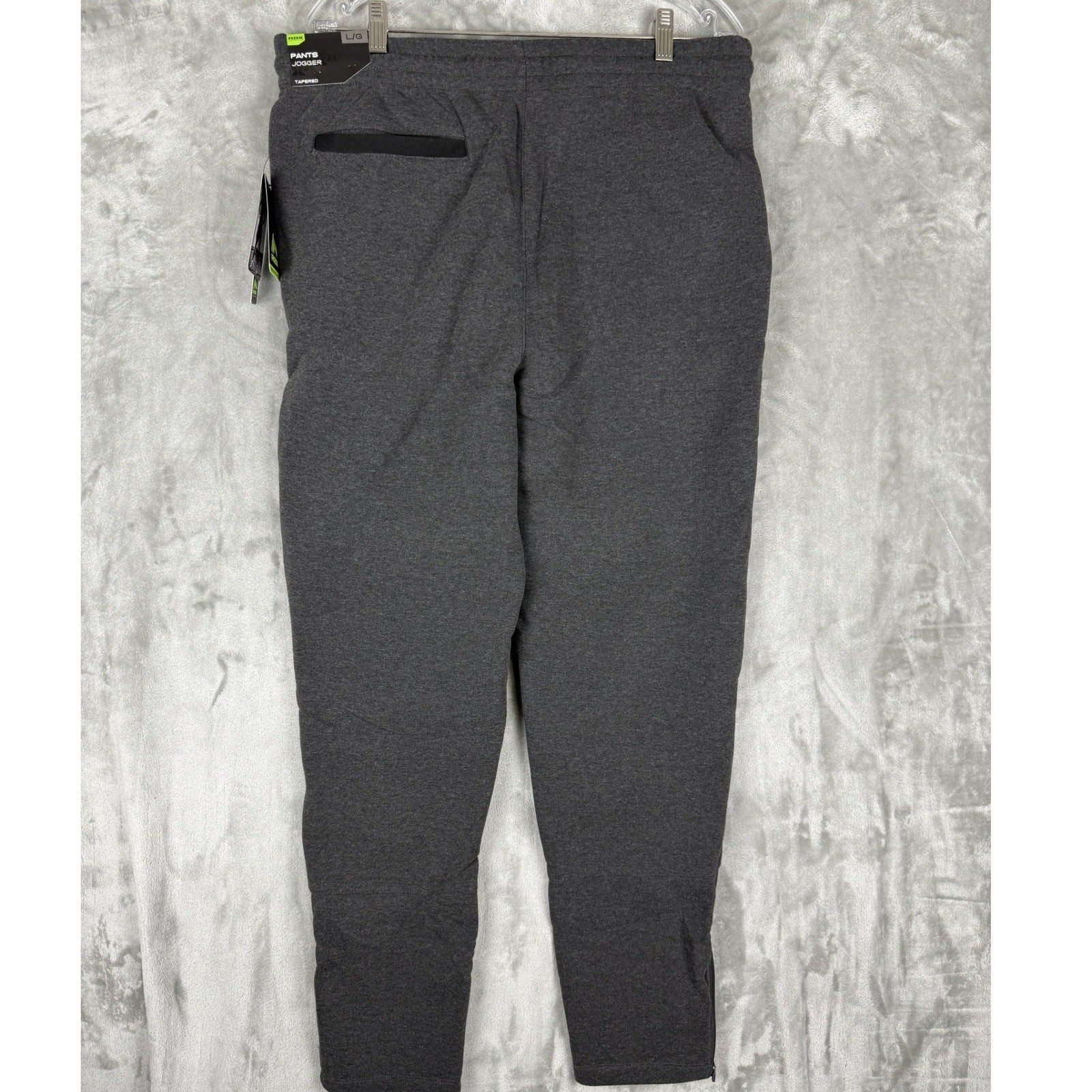 NWT RBX Mens Dark Gray Athletic Jogger Pants Size L/G Zipper Ankle