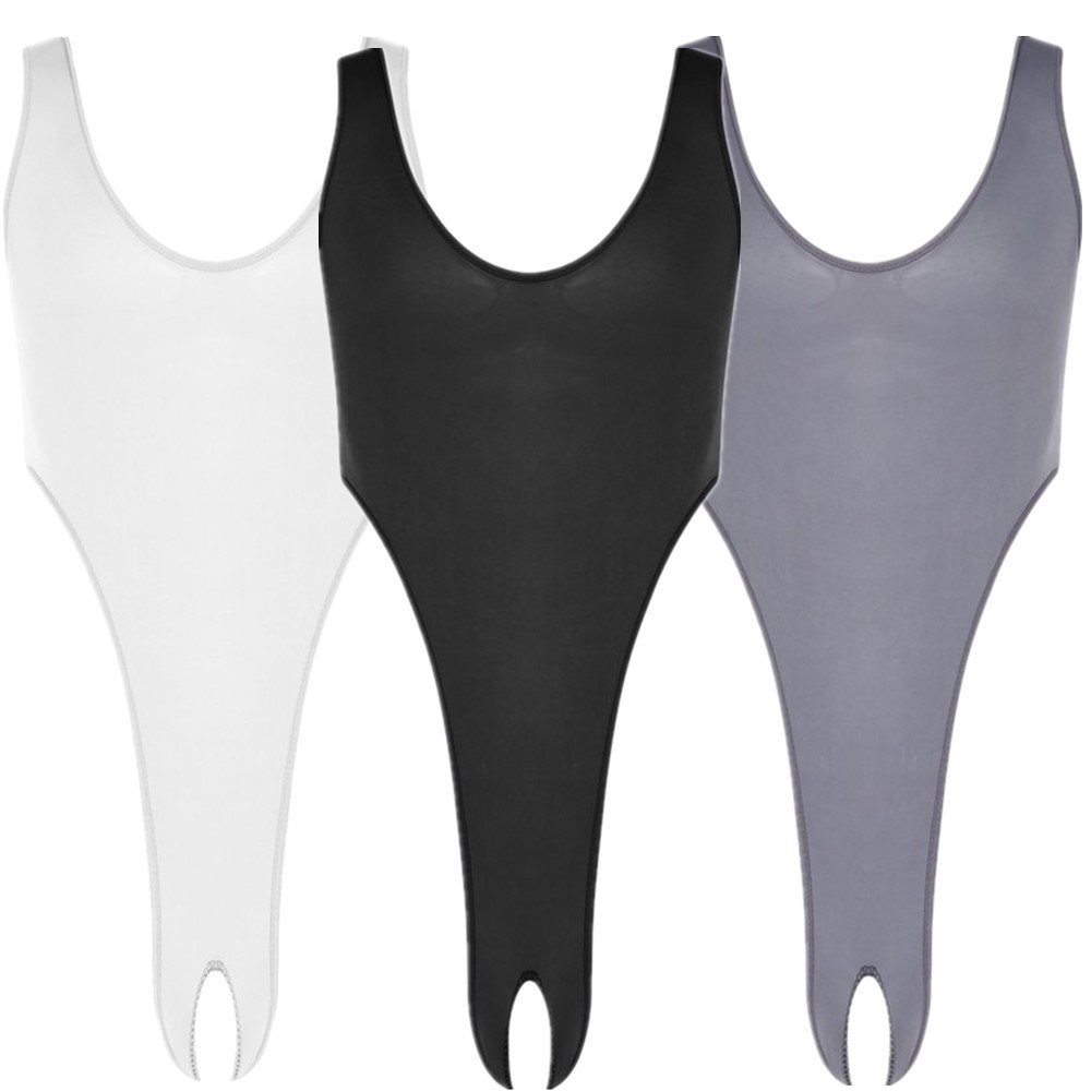 US Men Sleeveless Crotchless Tank Leotard High Cut Thong Bodysuit Undershirts