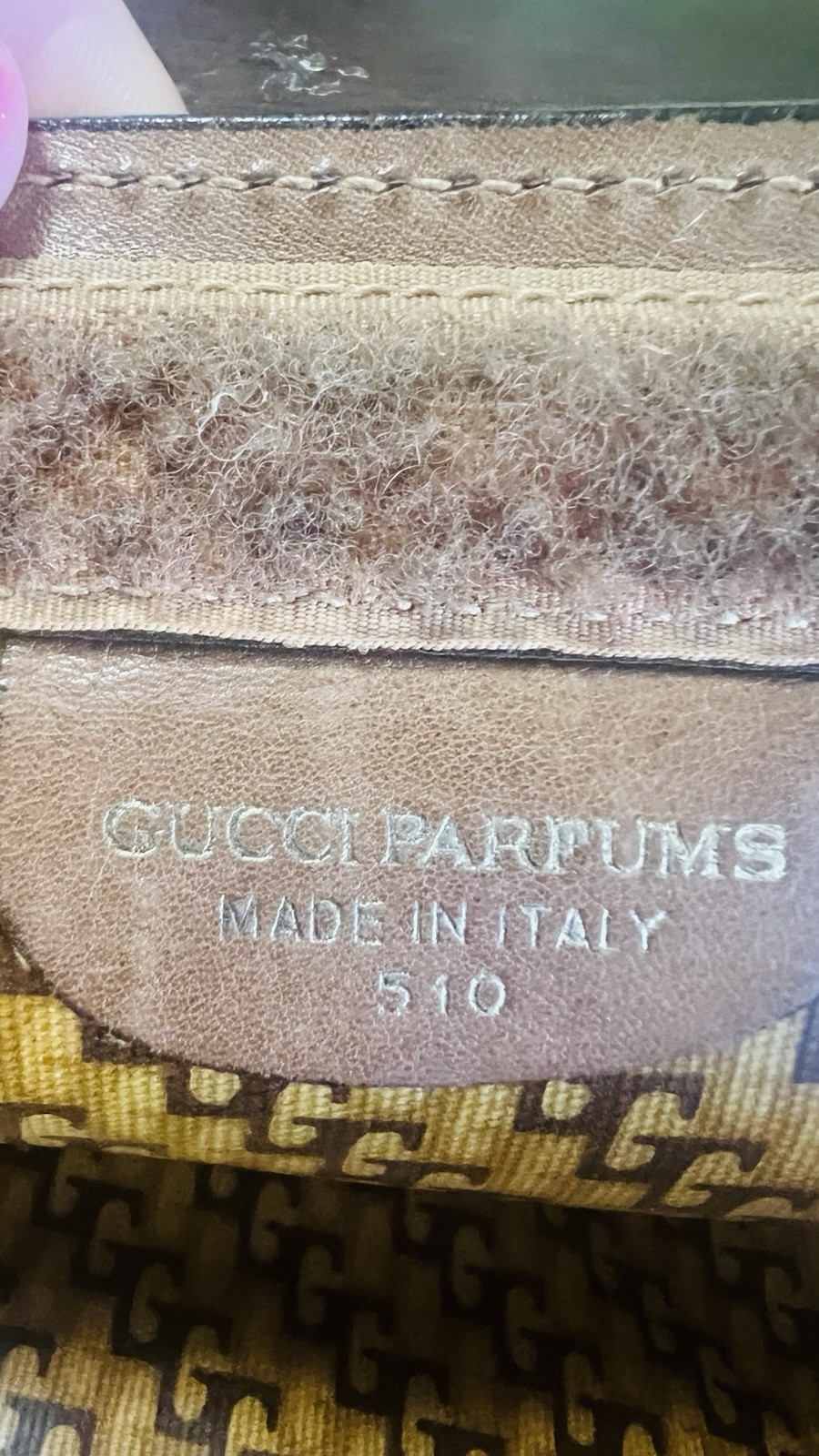 Vintage Gucci Brown Suede Portfolio Clutch Web Stripe GG Monogram Lining Italy