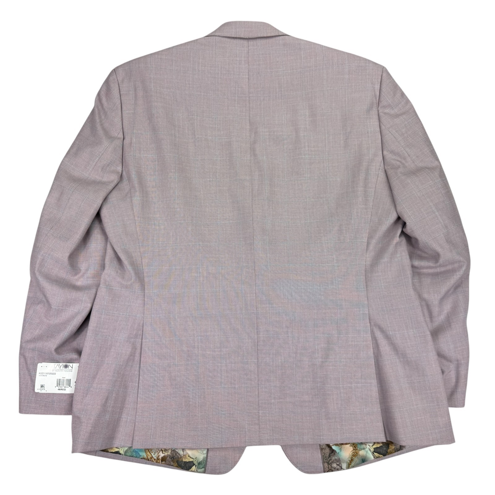 Tayion Mens Agordy Regular Fit Windowpane Suit Jacket Pink Blue 46R