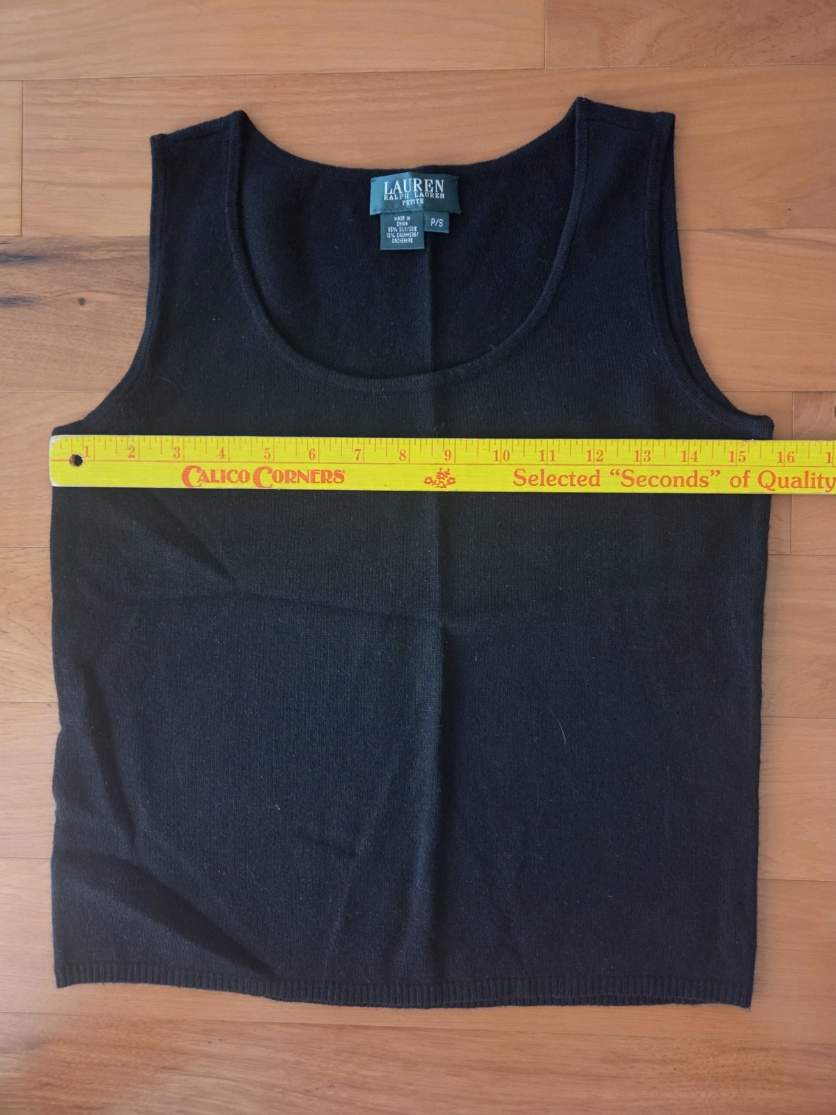 Ralph Lauren Petite Small Cashmere Silk Black Tank NWOT