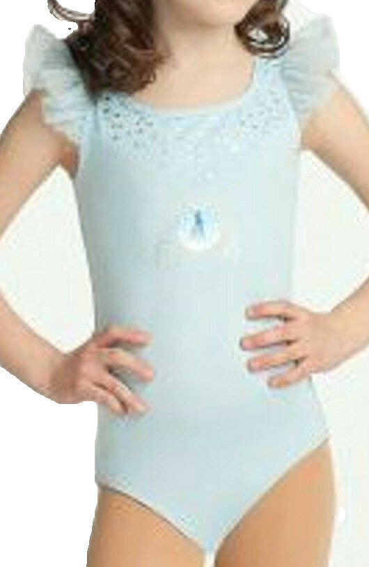 Capezio Disney Princess Cinderella Leotard Bodysuit Flutter Slv New Girl XS 5 6