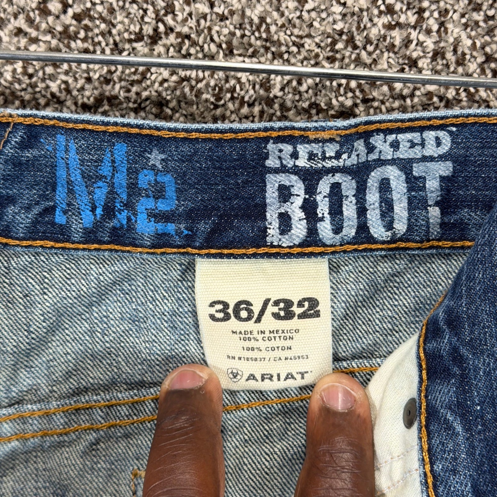Ariat M2 Relaxed Bootcut Jeans Mens 36×32 Blue Denim Western Cowboy Work Rodeo