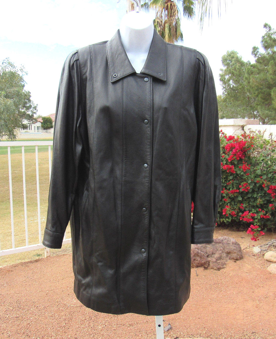 RIVOLI ITALIAN CALF LEATHER WOMEN’S COAT BLACK SIZE 9 LIKELY NEVER WORN!!!