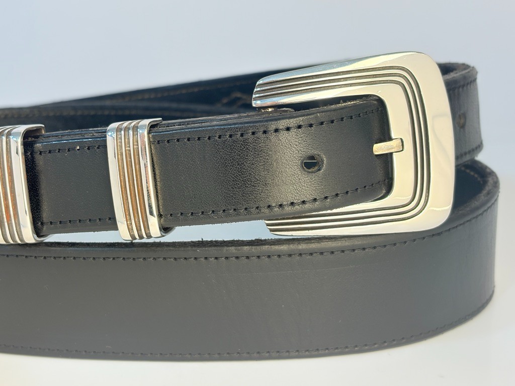 Chacon Santa Fe Sterling Silver .925 Ranger Belt Buckle 40 Genuine Leather