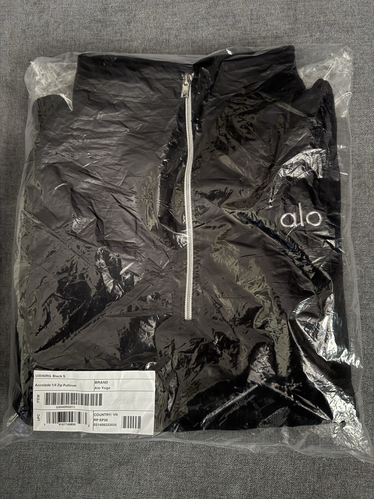 Alo Yoga Accolade Women’s 1/4 Zip Pullover Sweatshirt Logo Black Size S