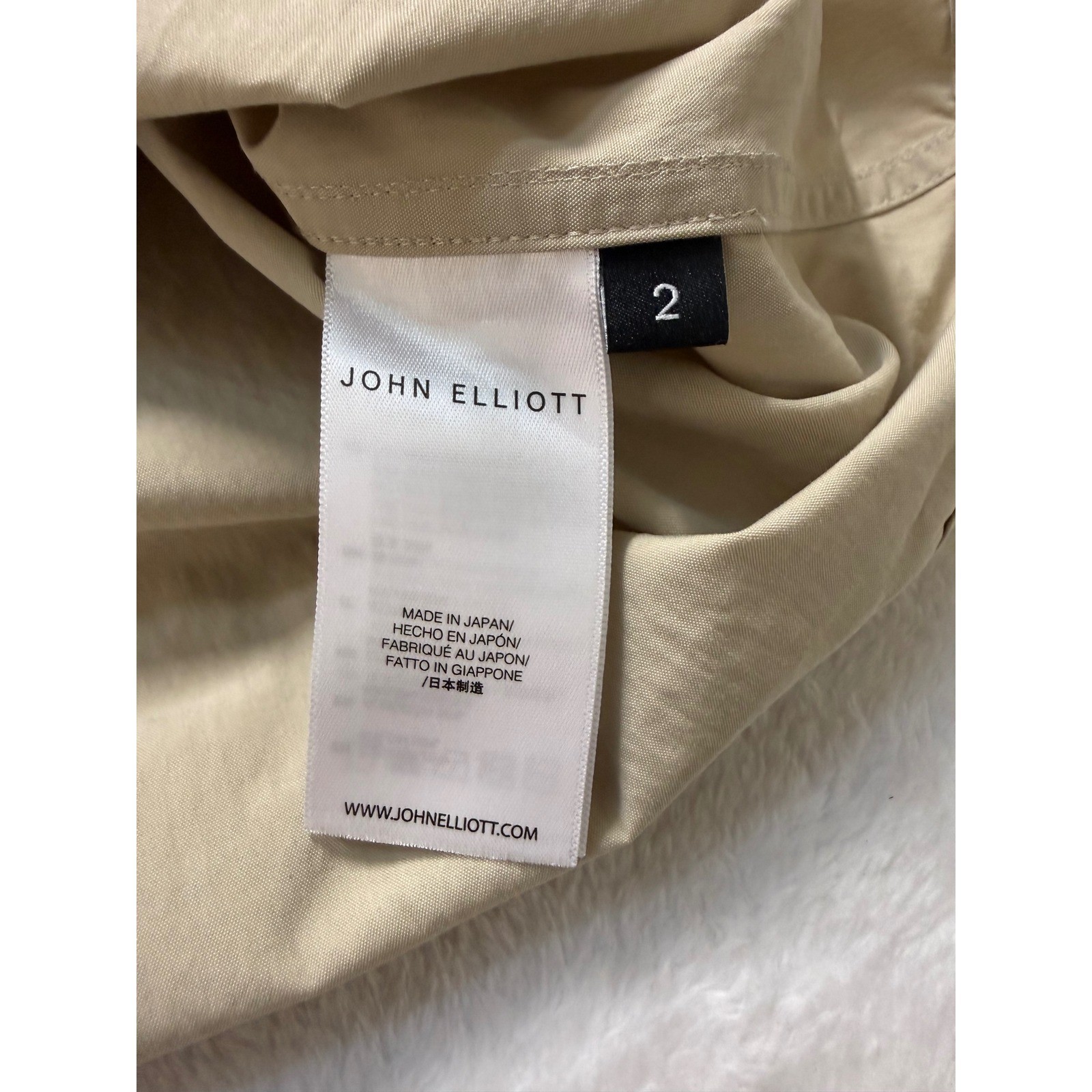 John Elliott Beige Cotton Nylon Camp Short Sleeve Button Up Shirt Size 2 Medium