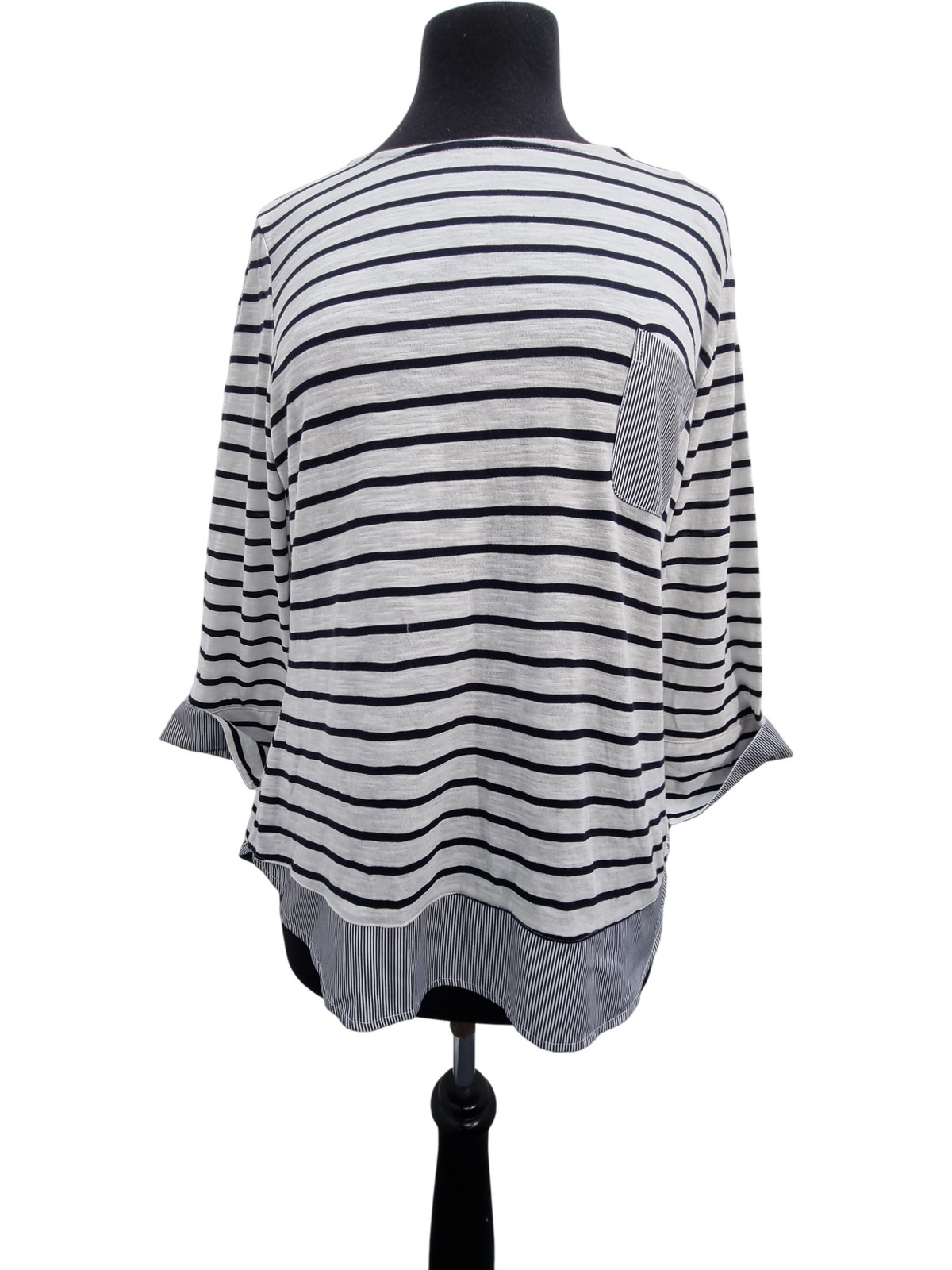 Truworths Striped Long Sleeve Top Blue White Cotton Poly Blend Size 38