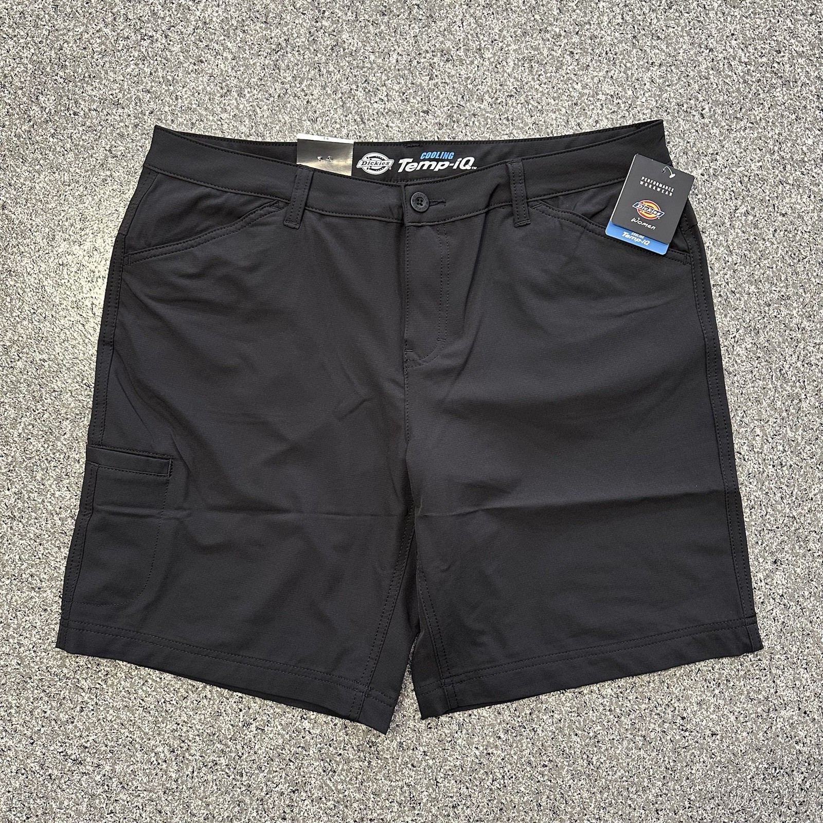 Dickies Shorts Womens 14 Black Performance Workwear Cooling Temp IQ 9” Stretch