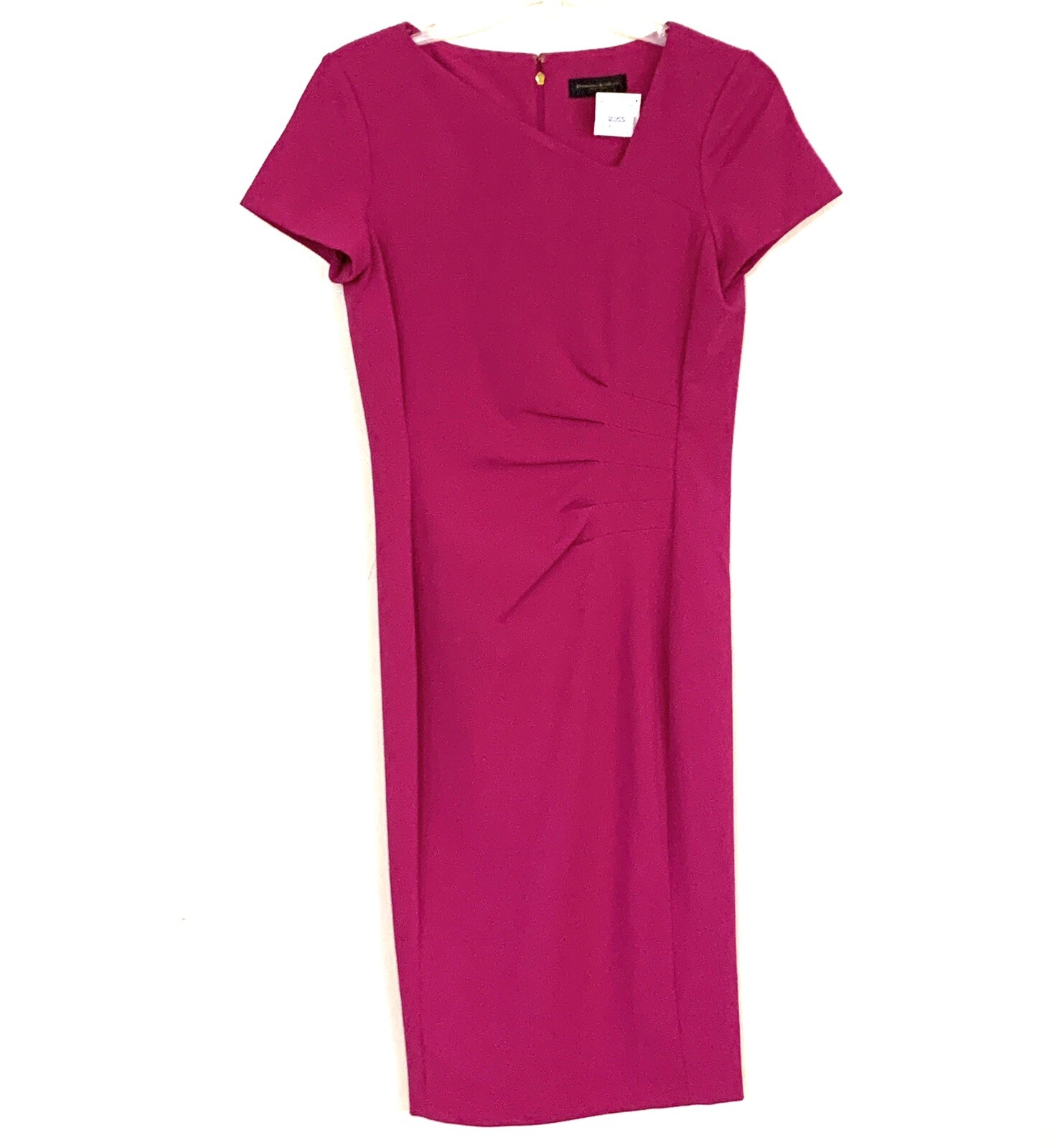 Donna Karan Dress Size 4 Pink Cap Sleeve Off Set V-neck Fun Summer NEW