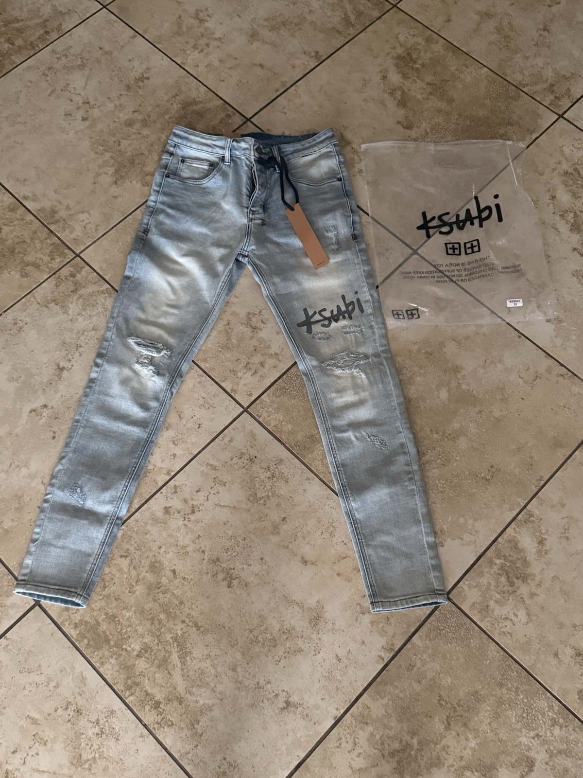 Ksubi Chitch Silver Distressed Skinny Jeans – Metallic Wash – Size 30 – NWT