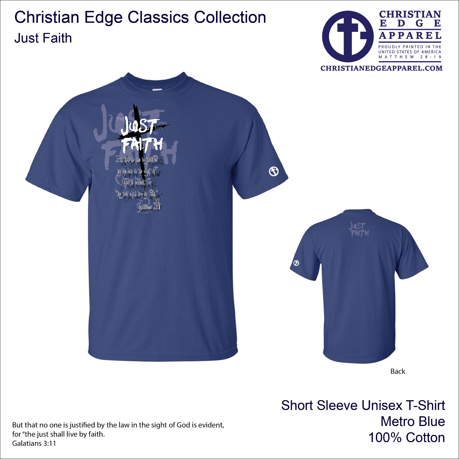 CEA Jesus Christ T-shirt, Just Faith, Christian Edge Apparel Know Him NOTW Love