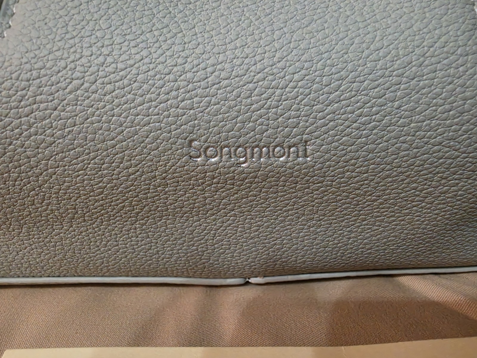 Songmont Light Blue Pebbled Top Handle Satchel Zip Closure, Dust Bag Card