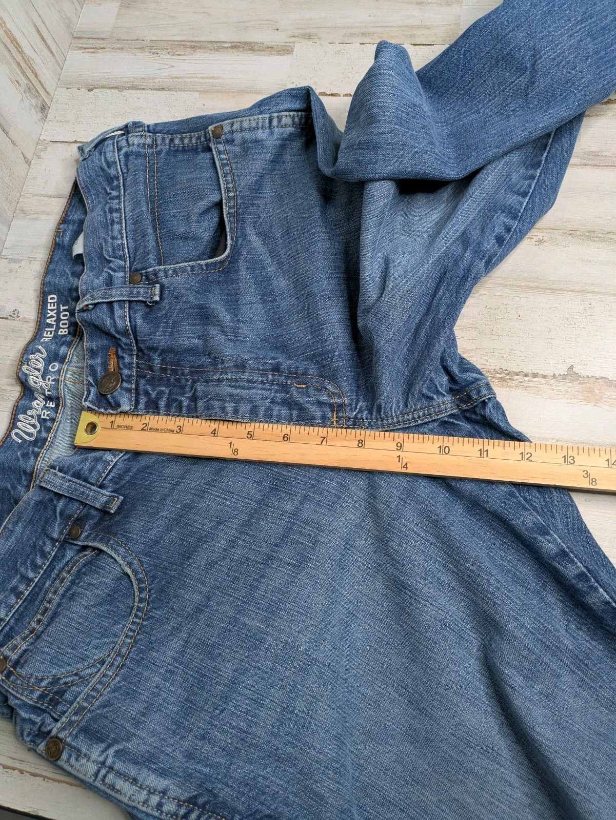 Wrangler Retro Jeans Mens 34×36 Relaxed Boot Cut Cowboy Denim Rodeo WRT20TB Blue