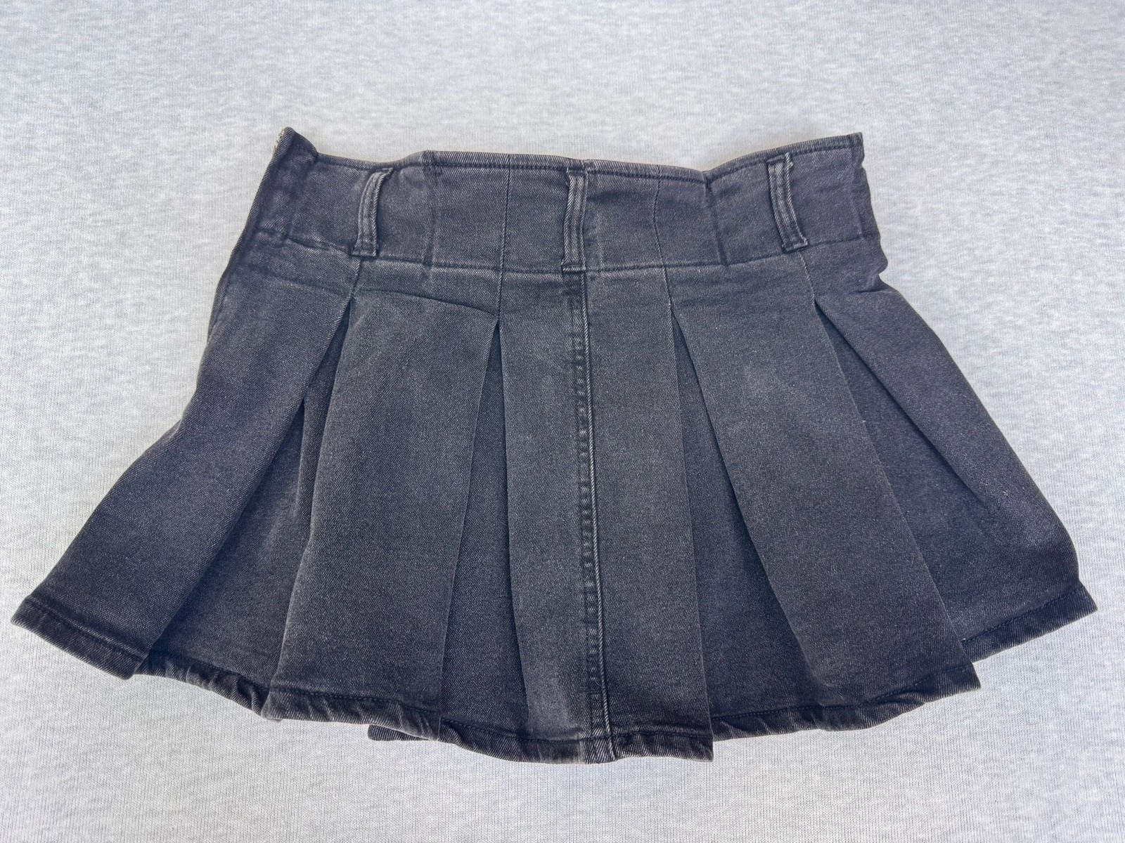 JFORJUSTIFY Black Denim Pleated Mini Skirt Skort