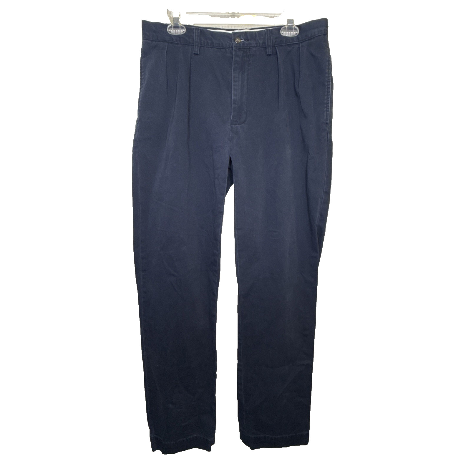 Polo Ralph Lauren Ethan Pant Mens 34×34 Navy Blue Pleated Cotton Chino Relaxed