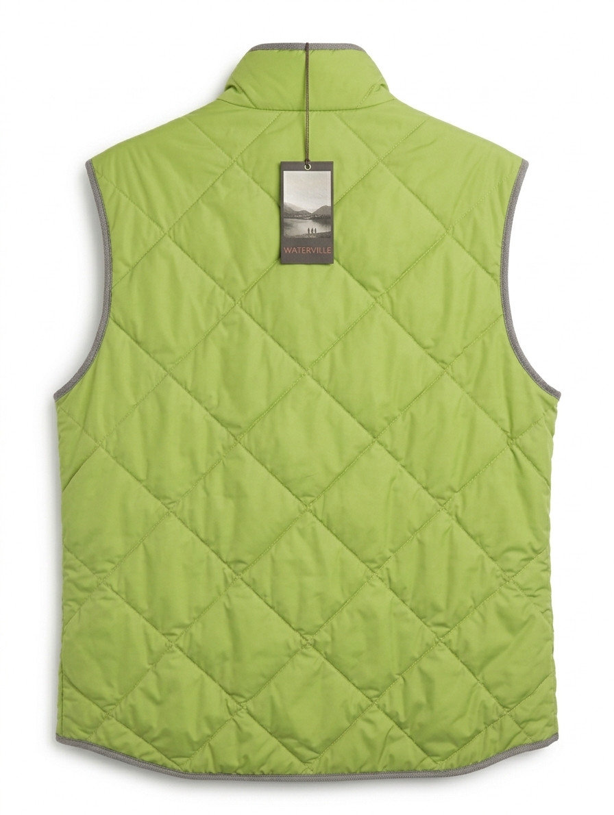 Waterville Italy Green Quilted Vest Lightweight Slim Fit Full Zip L (EU 52)