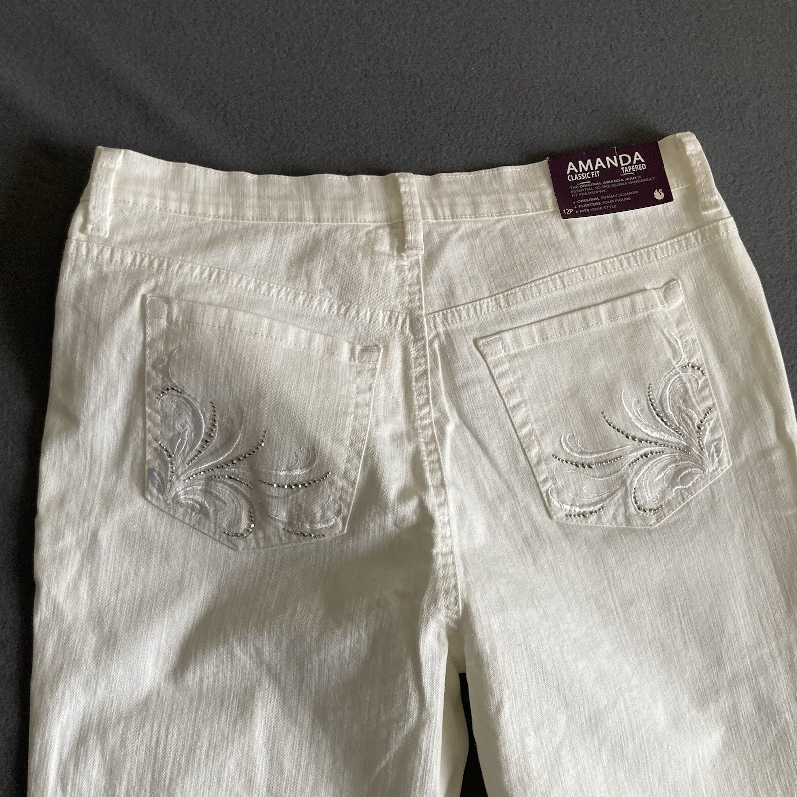 Gloria Vanderbilt Amanda Pant Women’s 12 Petite Off White Classic Fit Slimming