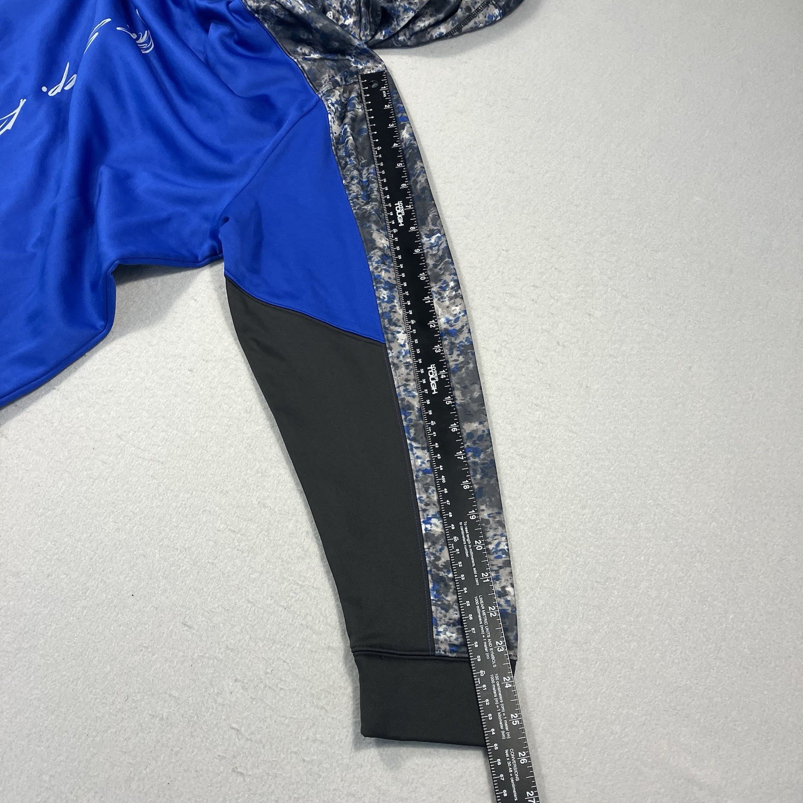 Skeeter Boats Men’s L Hoodie Blue Digi Camo Sleeves Hood Eat Sleep Fish On Back