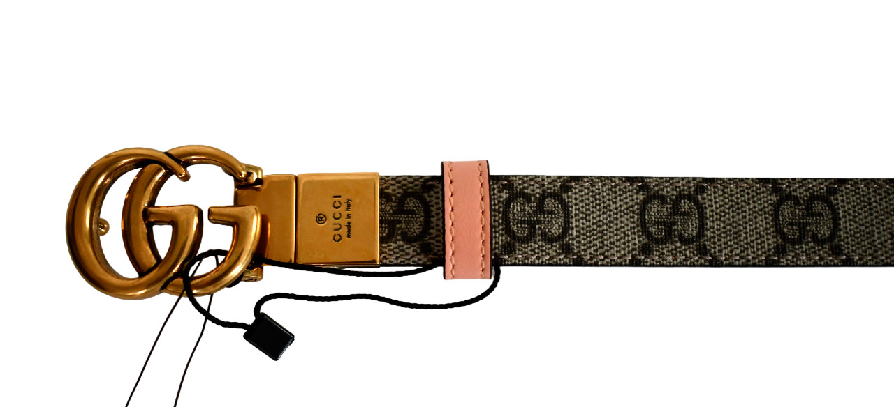 🆕️Auth GUCCI Beige Ebony Peach GG MARMONT REVERSIBLE Women’s Belt IT-80 US-32