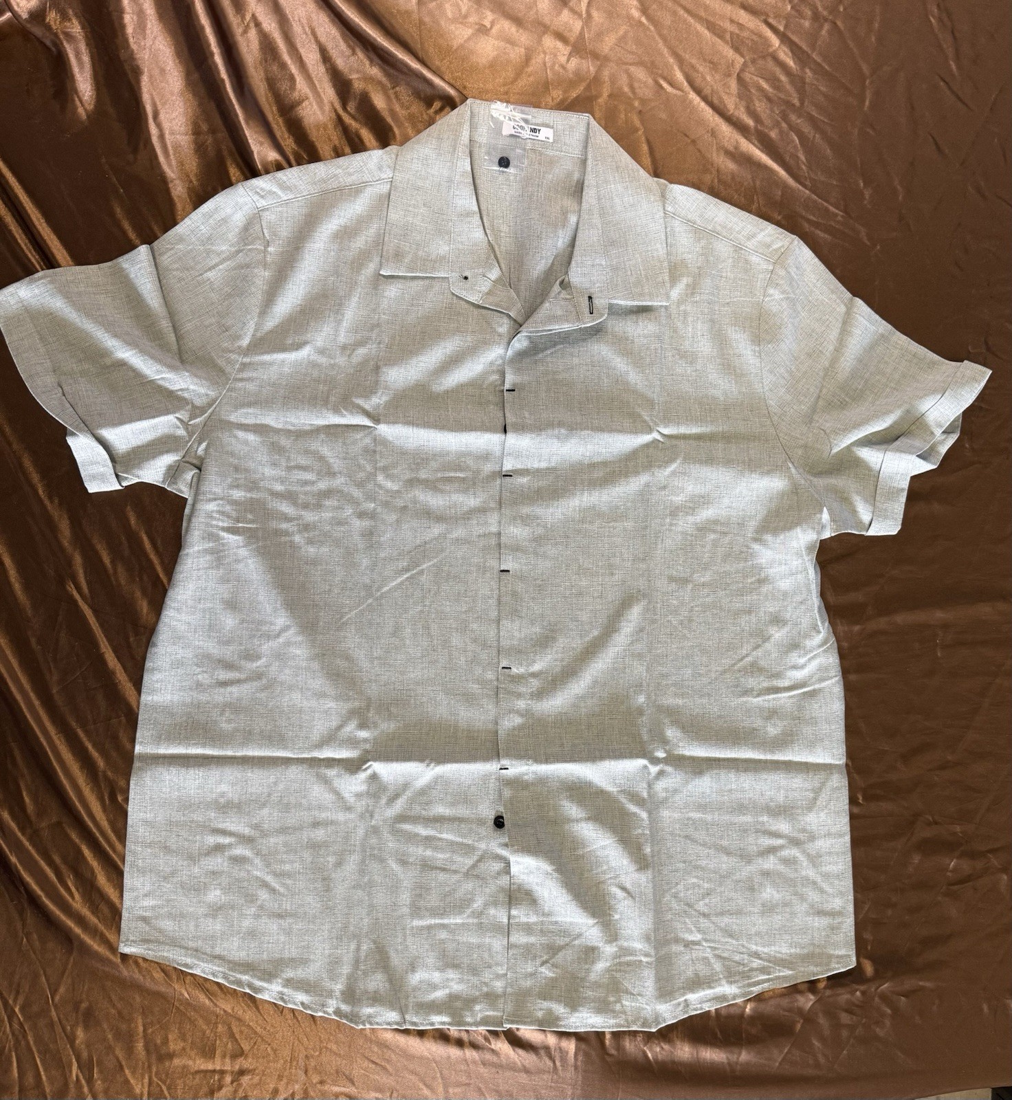 COOFANDY Men’s Green Linen Rayon Button-Up Shirt Short Sleeve 2XL