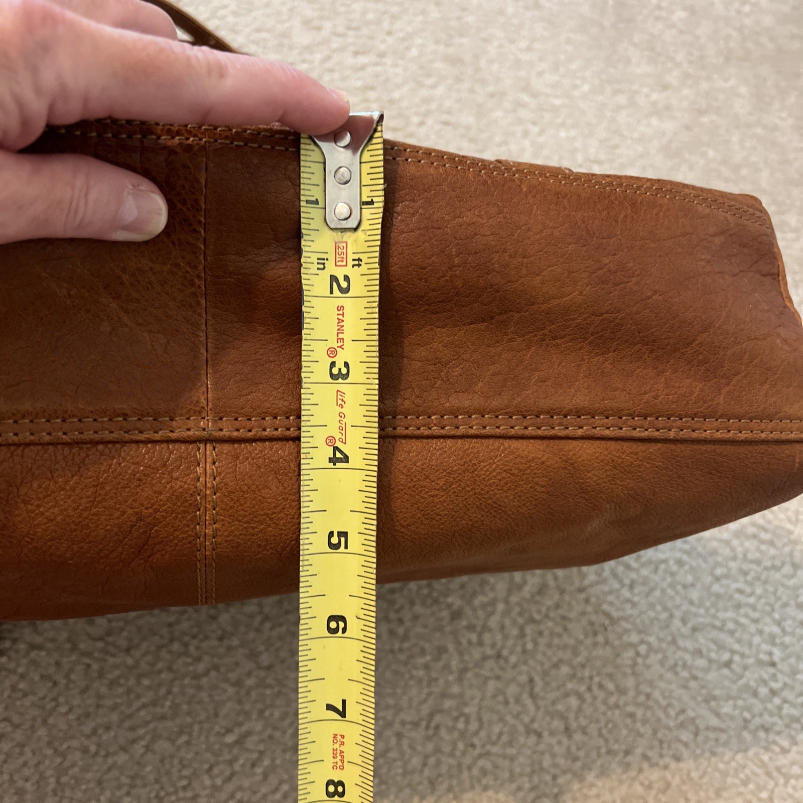 Spikes & Sparrow brown genuine leather laptop shoulder bag various pockets