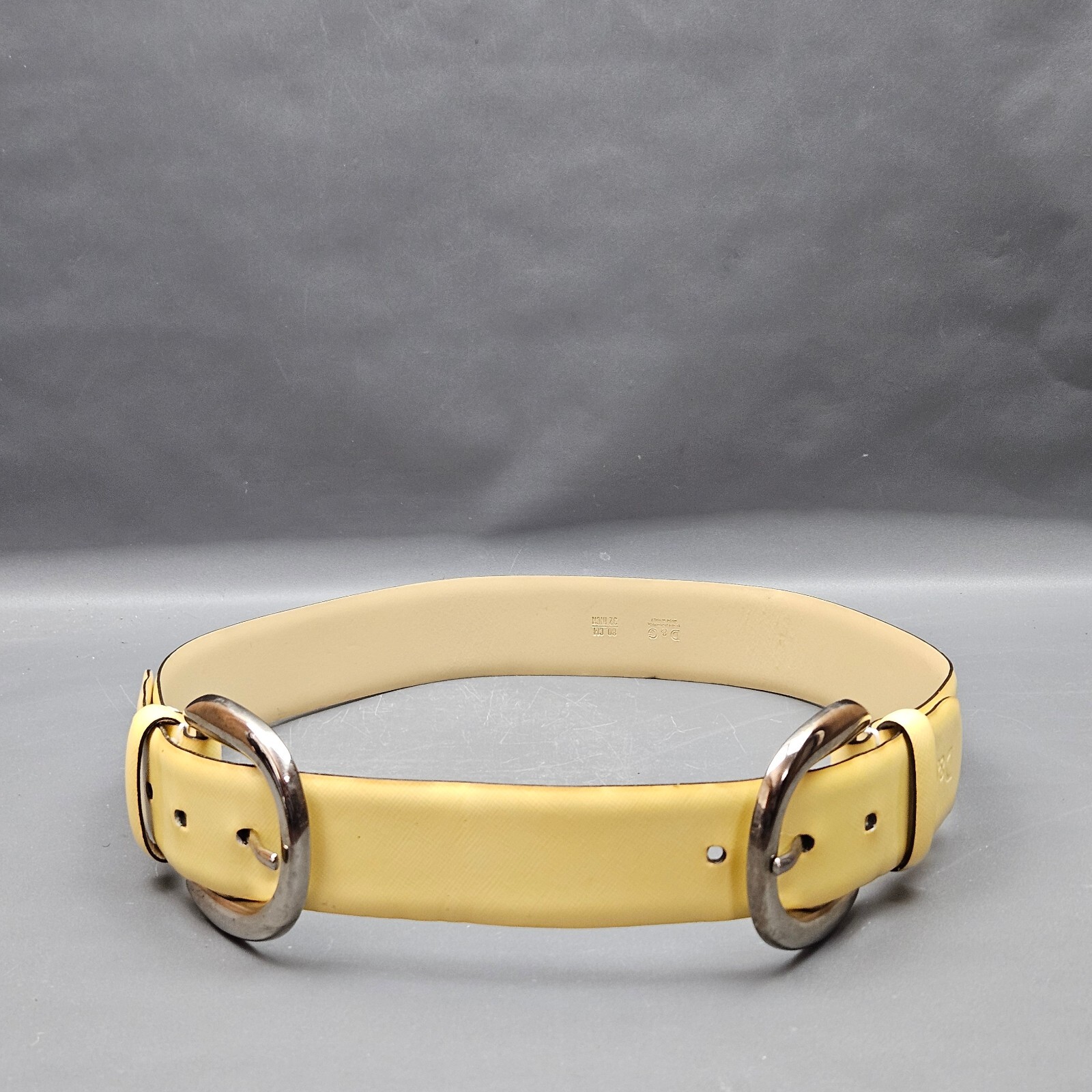 Dolce Gabbana Womens Belt Size 32 80 CM Yellow Leather Dual Buckle