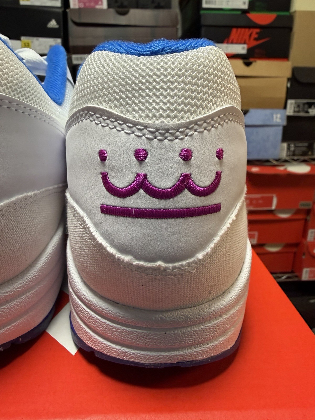Nike Air Max 1 KC ROYALS IQ2916-100 MLB WHITE VIVID GRAPE SOAR MENS SIZE 14 NEW