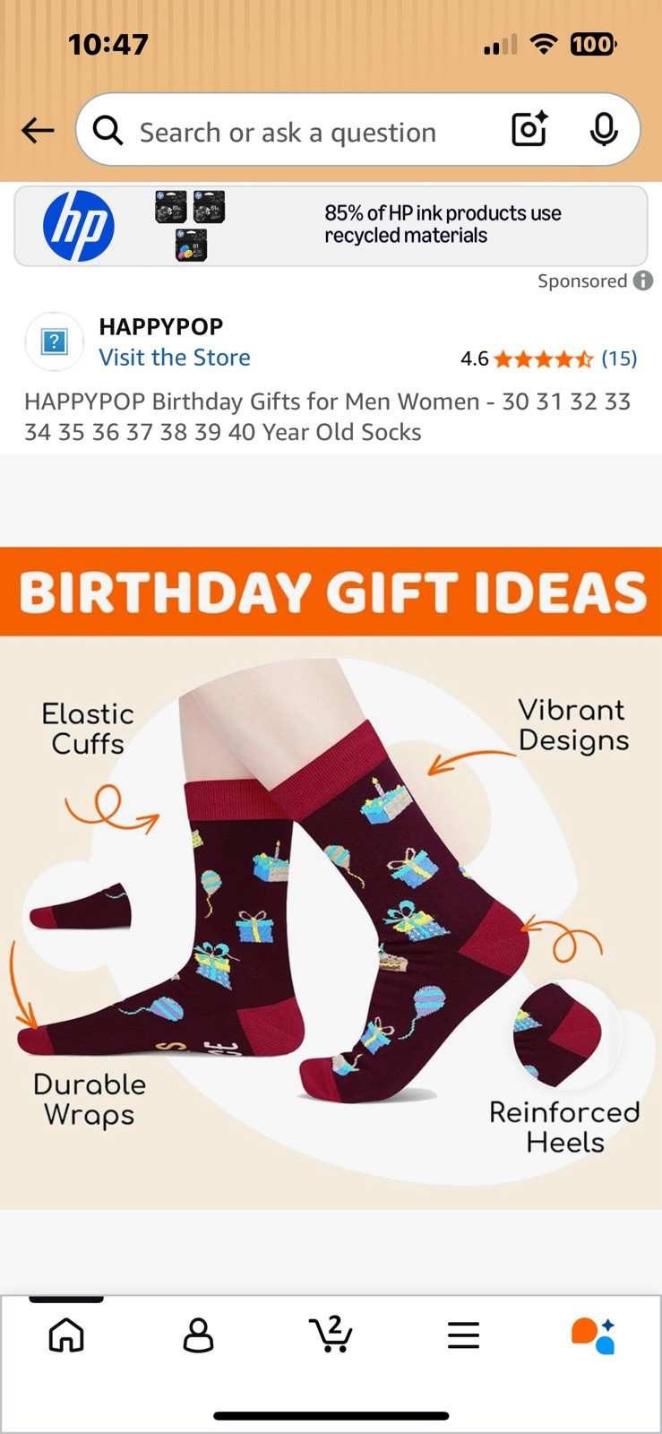 Happypop 38th Birthday Gift Socks Funny For Men Or Women Brand New