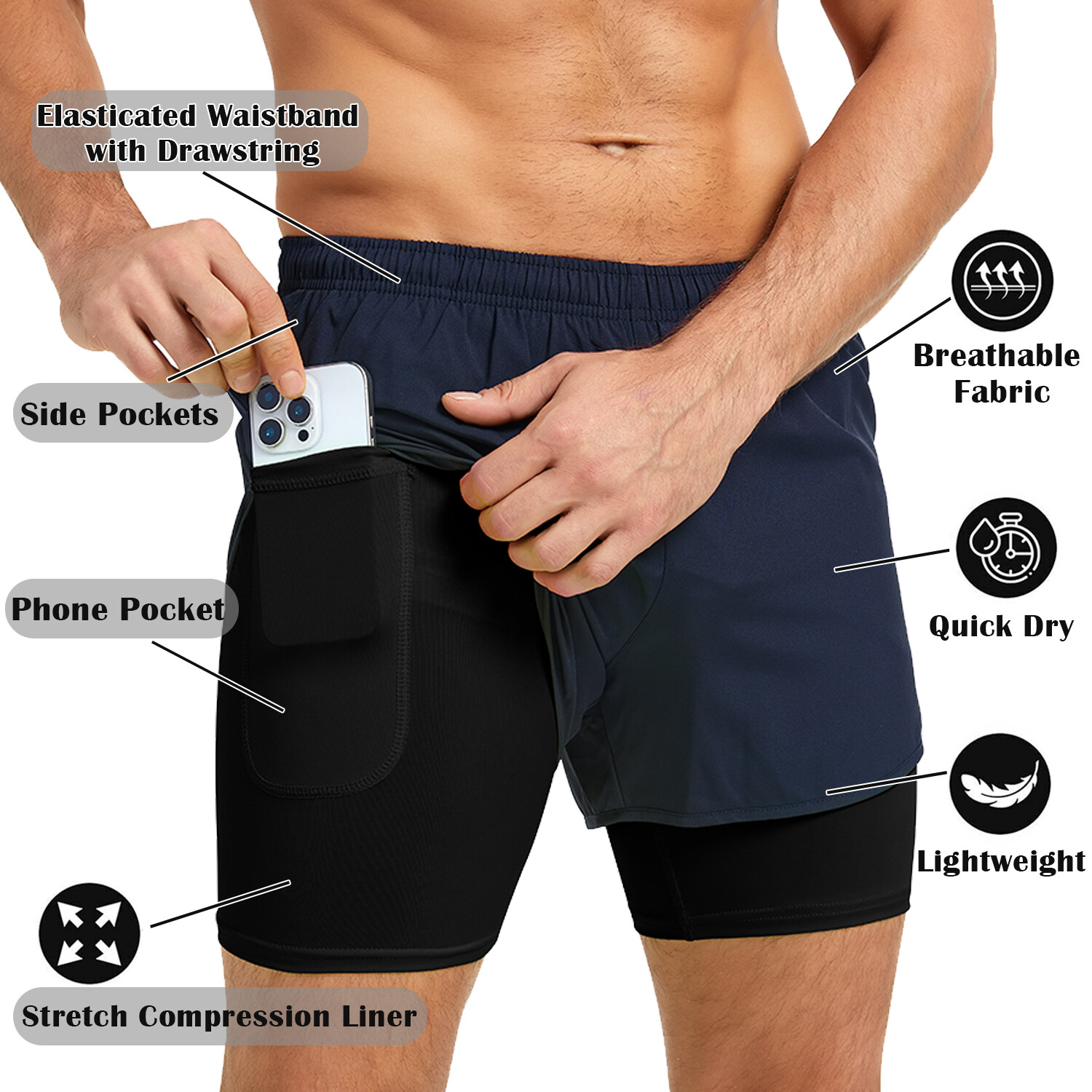 Mens Summer Workout Pants Training Shorts Quick Dry Pants Sports Fitness Shorts