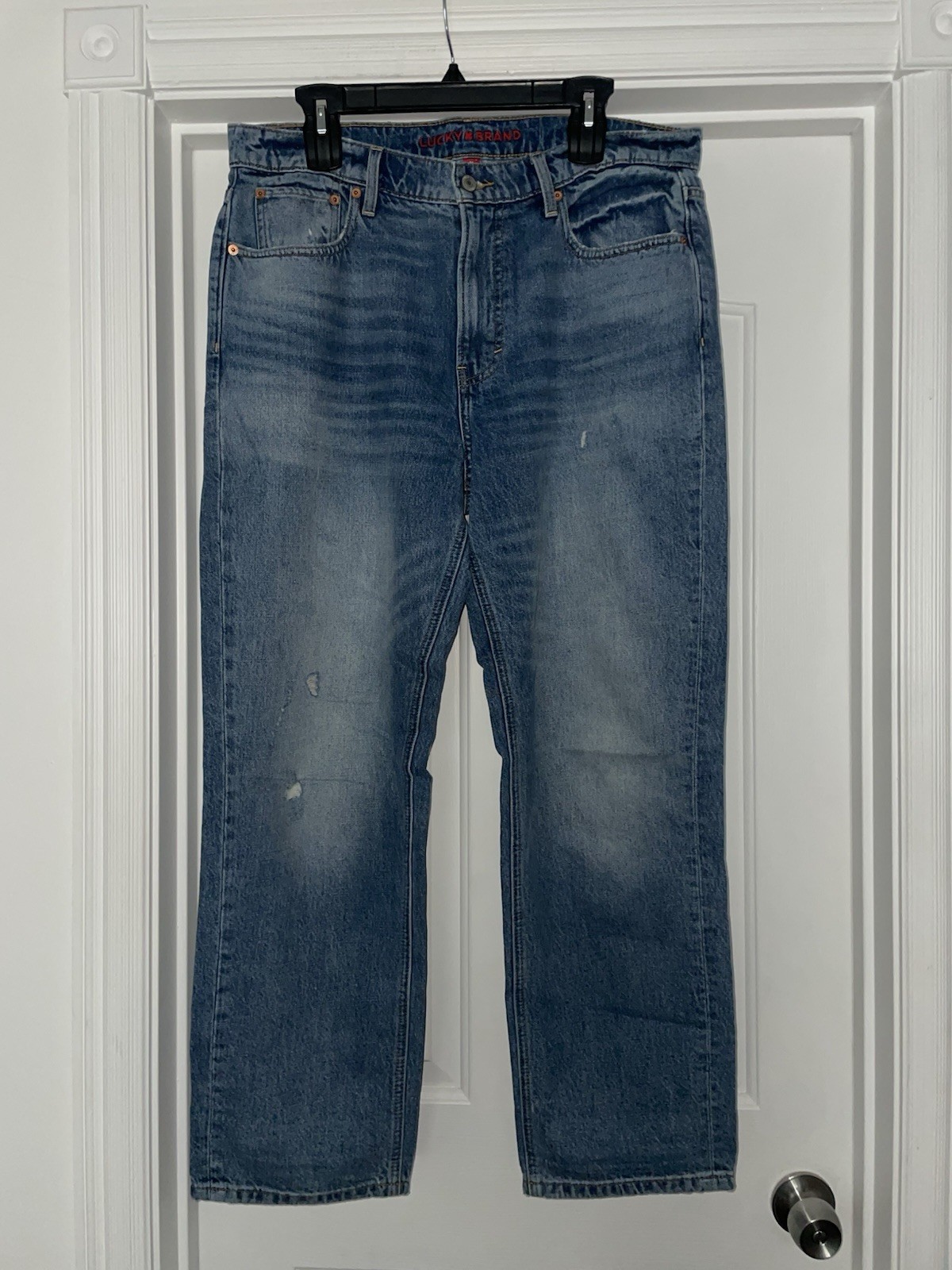 Lucky Brand Womens Boy Mid Rise Relaxed Straight Distressed Jeans Sz 12/31R NWOT