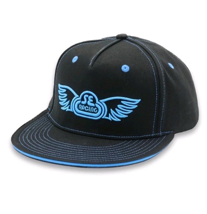2025 SE RACING wing logo snapback hat Black with SE Blue embroidery 💎 NEW