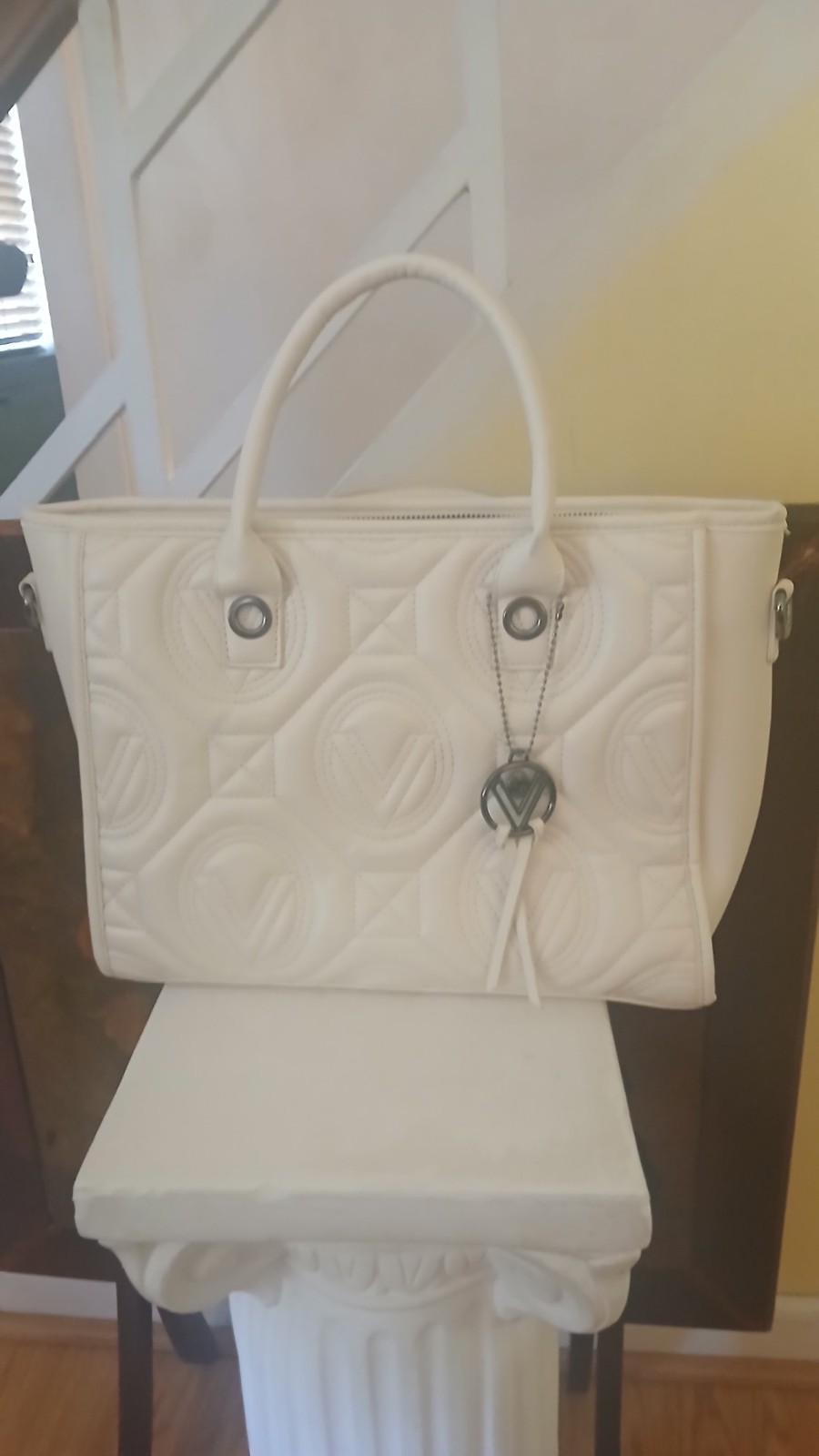 NEW Valentino Orlandi V-4002G Quilted Leather Tote Crossbody & Wallet WHITE NWT