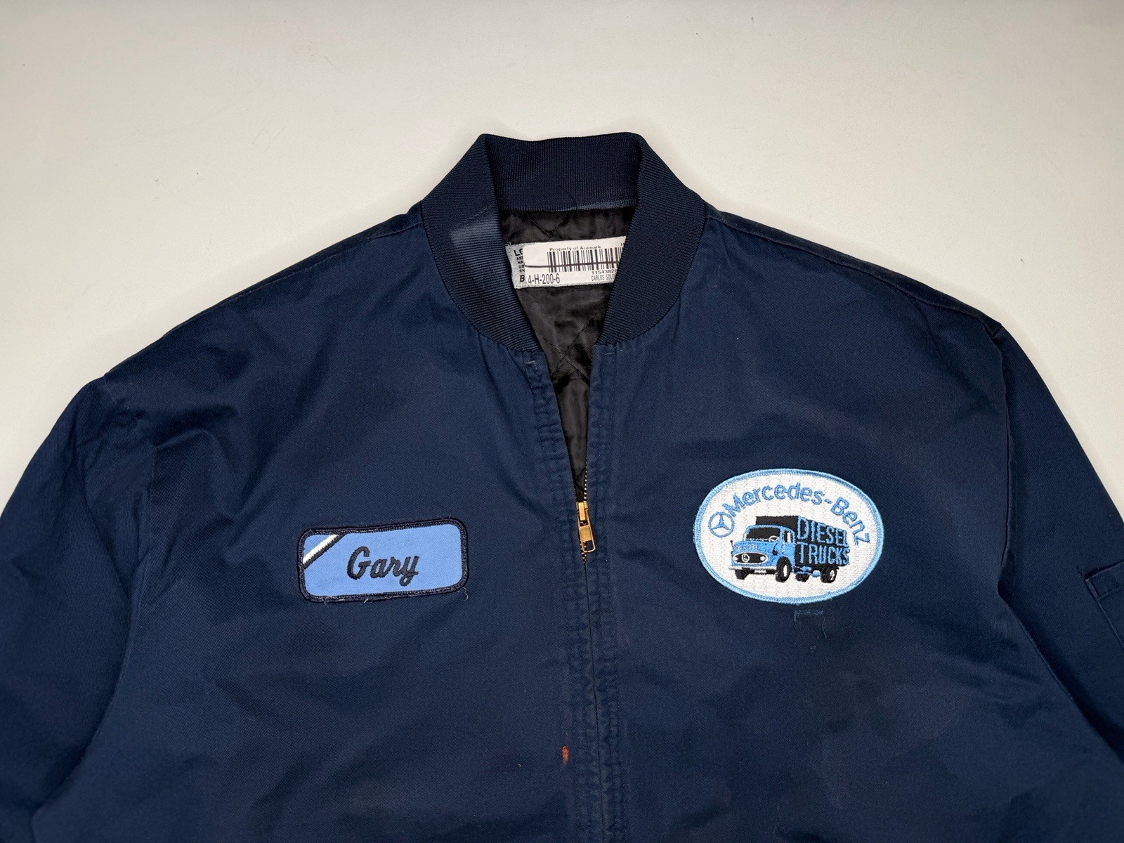 Vintage Mercedes Benz Diesel Trucks Mechanic Work Jacket Gray | L