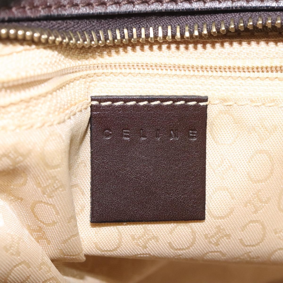 CELINE C Macadam Canvas Hand Bag Brown Gold Auth 122971