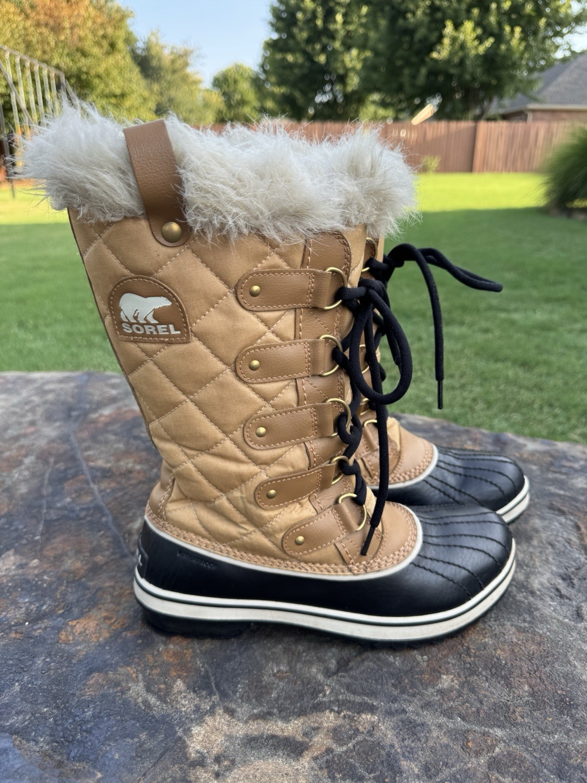 Sorel Tofino II Cate Waterproof Fur Lined Canvas Tall Duck Winter Boot Size 9